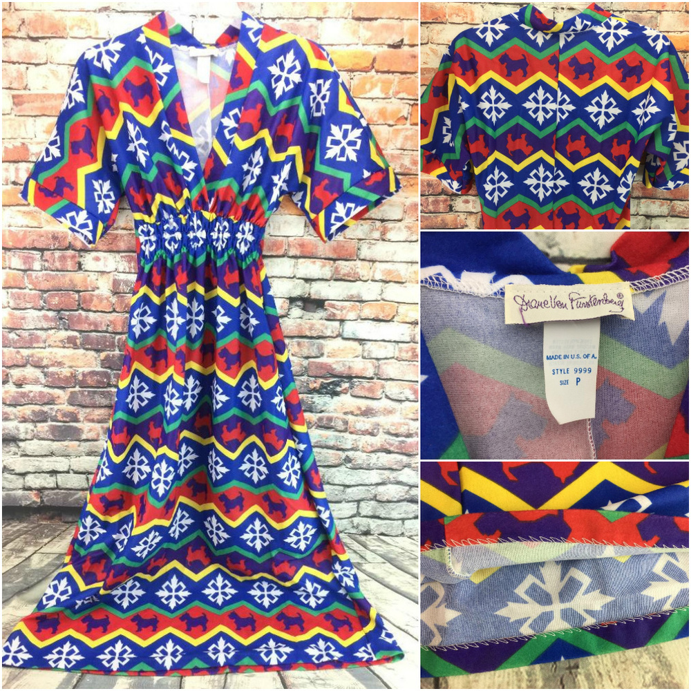 Vtg Diane Von Furstenberg Scottie dog dress